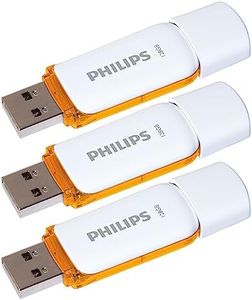 Philips Memoria USB 2.0 de 128 GB, Modelo FM12FD70E, Paquete con 3 Unidades de Memoria Flash de 128 GB con capuchón y Llavero