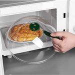 Microwave Splatter Cover for Food,Clear Like Gla Microwave Splash Guard Cooker lid,Dish bowl Plate Serving Cover with Steam Vent,BPA-Free,Saft Plastic,10.5 Inchs Green