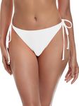 Ocean Blues Women's White Tie Sides Bikini Bottom Low Rise Swim Bottom Size Medium