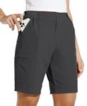 Willit Women's 10" Hiking Cargo Shorts Stretch Golf Active Long Shorts Quick Dry Outdoor Summer Shorts Deep Gray XL