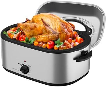 SUNVIVIPRO Roaster Oven 28 Quart, Electric Roaster Oven with Visible & Self-Basting Lid, Turkey Roaster Oven with Removable Pan & Rack, Variable Temperature Control, Stainless Steel, Silver