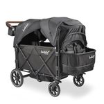 Larktale Caravan Quad, Byron Black - Foldable Stroller/Wagon for Kids & Babies - Seats up to Four Passengers - 214 lbs Total Weight Capacity - Dual Sun Canopies, Adjustable Handlebar - 2024 Version