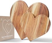 New - Set of 2 Heart Charcuterie Boards - Acacia Wood Cutting Heart Shaped Charcuterie Board, Wooden Food Serving Tray, or Cheese Platter - Valentines Day Gifts - Cute Love Dinner Accessories