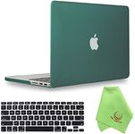 UESWILL Case Compatible with MacBook Pro (Retina, 15-inch, Mid 2012/2013/ 2014/ Mid 2015), Model A1398, Hard Shell Case with Black Keyboard Cover + Microfiber Cloth, Peacock Green