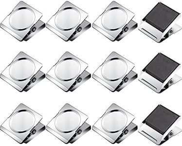 Magnetic Clips 1.77 inch, 12 Pack Heavy Duty Magnetic Clips for Whiteboard Refrigerator Classroom, Large Magnet Metal Clips for Hanging