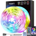 smareal Led Lights 100ft（2 Rolls of 50ft), Smart APP Control Music Sync Led Strip Lights RGB Color Changing Led Lights Strips with Remote Led Lights for Bedroom Kitchen and Party