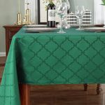 SASTYBALE Christmas Tablecloths Rectangular, Jacquard Xmas Table Cloth with Geometric Patterns, Washable Spillproof Table Cover for Parties Winter Holiday Decor (Rectangle, 60" x 102", Green)