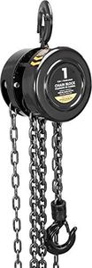Torin ATR9010B Manual Hand Lift Steel Chain Block Hoist with 2 Hooks, 1 Ton (2,000 lb) Capacity, Black