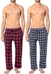 Andrew Scott Men's 100% Cotton Super Soft Flannel Plaid Pajama Pants- 2 Pack - - X-Large