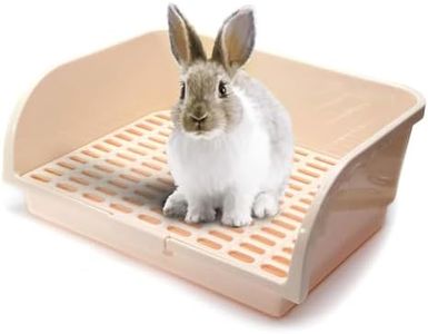 Oncpcare XL Rabbit Litter Box, Small Animal Restroom Corner Bunny Litter Box Guinea Pig Litter Tray Pet Toilet Chinchilla Potty Training (Beige)