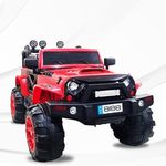 SHAKYA WORLD 8188 Battery Operated Ride on Electric Jeep for Kids with 4 Motors, Anti Skid Tires, Music, Remote and Flashy Lights, 1-8 Years, Red