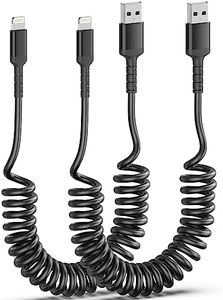 ULIFTUS Coiled USB A to Lightning Cable, 2 Pack Apple Carplay Cable & Data Sync, Short Retractable iPhone Charging Cable for iPhone14 Pro Max/14 Pro/14/13 Pro Max/13 Pro/13/12 Pro/ 11/Xs/XR/8/iPad