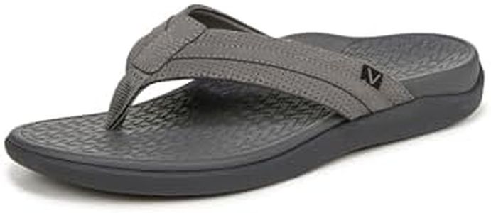 Vionic Men's Tide II Flat Thong Sandals, Charcoal Grey Leather, 9 US