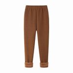 Coralup Girls' Fleece Lined Leggings Cotton Kids Thick Warm Stretchy Long Pants,Brown,3-4Y