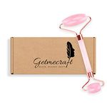 Getmecraft Jade Roller for Face - Rose Quartz Face Roller Skin Care - Stone Facial Roller, Face Massager for Women, Relieve Stress, Remove Wrinkles Eye Puffiness