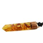 Baltic Amber Orgonite Pendant(5cm, 2inches) Necklace-Wealth, Talisman