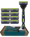 DORCO Pace 6 Sport System - Six Blade Razor System with Trimmer and Pivoting Head - 9 Pack (1 Handle + 9 Cartridges)