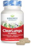 RidgeCrest Herbals ClearLungs Classic, Natural Lung and Nasal Daily Health Supplement for Bronchial, Respiratory, Immune, Sinus, and Mucus Wellness Support, Herbal Formula (60 Caps, 30 Serv)