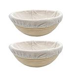 2 Pack 100% Natural Rattan Round Bread Proofing Basket for Baking (Round 8.5 Inch 2P)