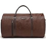 Modoker Convertible Leather Garment Bag, Carry on Garment Bags for Travel, Garment Duffel Bag, Gifts for Men Women Business Waterproof Suitcase Suit Travel Bags, Brown