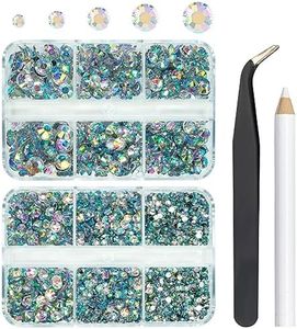 qiipii 3060PCS Crystal AB Resin Rhinestones Crystal White AB Flatback Resin Rhinestones 2mm 3mm 4mm 5mm 6mm Non Hotfix Gems Stones w Tweezer & Picker Pen for Tumblers Mugs Bottles DIY Crafts Face Body