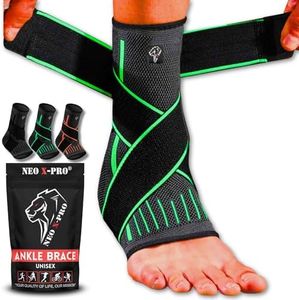 NEO X-PRO Cavigliera Sportiva per Distorsione - Supporto Ortopedico Caviglia con Fascia Elastica - Protezione Legamenti - Tendiniti - Esguince e Dolore - Uomo e Donna (M, verde)