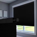 Boolegon No Drill Blinds for Windows Blackout Cellular Shades Cordless No Tools Honeycomb Pull Down Blinds Easy Install No Screws Cellular Blinds for Door, Home, Black