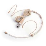 Sujeetec Microphone Headset Discreet Headworn Earset Over Ear Hanging Mic Compatible with AKG Wireless System Bodypack Transmitter, Ideal for Lectures, Live Performance, Theater, Podcasts – Beige