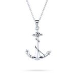 Nautical Tropical Vacation Unisex Sailor Ship Boat Rope Anchor Pendant Necklace For Women For Men .925 Sterling Silver 1.5 Inch