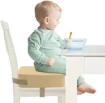Toddler Booster Seat for Dining Table and Kitchen Chair – Adjustable Safety Straps, PU Leather, Non-Slip, Easy to Clean, Portable Travel Foam Booster Cushion for Kids & Toddlers (Light Yellow)