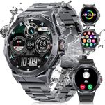 Military Smart Watch for Men,1.43" AMOLED Tactical Watch with Answer/Make Call(400mAh),Rouund Fitness Watch with 100+ Sports Modes/IP68 Waterproof/Pedometer/Heart Rate/Sleep Monitor for Android iOS