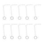 LEEQ 15 Pieces Clear Nose Ring Flexible Acrylic Nose Stud Retainer for Body Piercing