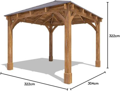 Dunster House Wooden Gazebo 3x3m – Heavy Duty Hot Tub Shelter with Roof Shingles