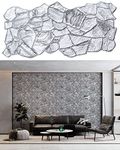 Dundee Deco 3D Wall Panels - White Charcoal Faux Stone PVC Wall Paneling for Interior Wall Decor, Living Room, Kitchen, Bathroom, Bedroom, Set of 5, Covers 25.5 sq ft