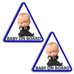 Biomar Labs® 2 x PVC Vinyl Stickers Baby On Board Boss Warning Signs Decals Car Motorcycle Helmet B 165