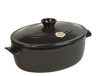 Emile Henry Flame Oval Stewpot Dutch Oven, 6.3 quart, Charcoal