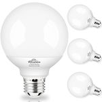 G25 LED Globe Light Bulbs, 5000K Daylight Vanity Mirror Light Bulbs for Bathroom E26 Medium Screw Base 60W Equivalent, Bedroom Vanity Makeup Mirror lights Non-dimmable,Pack of 4