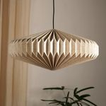 FIG Living Oblong 2 Linen Pendant Lamp | Handmade Linen Origami Lampshade | Best for Dining Room, Living Room, Hallway, Cafe & Restaurant | Modern Pattern Decorative Design with (Medium)