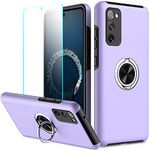 Nvollnoe for Samsung S20 FE Case 5G with Screen Protector Silky Soft Touch Heavy Duty Protective for Galaxy S20 FE Case with Ring Holder Kickstand Magnetic Phone Case for Samsung S20 FE(Purple)