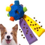 YEENER Interactive Snuffle Ball Dog Toys Upgraded Unbreakable, Portable Dogs Enrichment Chew Toys Encourage Natural Foraging Skills Training Puzzle Toy Pets (Blue Rainbow)