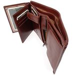 VISCONTI - Men's Large Trifold Leather Wallet - RFID Protected - 11 Credit Card Slots, Note Section & Coin Pocket - Gift Boxed - MZ3 Milan - Brown