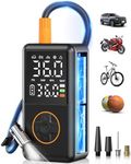 NUSTE Tire Inflator Portable Air Compressor, 150 PSI Cordless Mini Bike Tire Pump, Air Pump for Car Motorcycle Bicycle Tires, Balls, with Pressure Gauge, LED Light