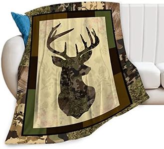 Deer Camouflage Throw Blanket Cozy Plush Camo Hunting Flannel Fleece Ultra Soft Blankets Unisex Lightweight Fuzzy Party Blanket Gifts for Adult Men Bed Couch Sofa Kids 60"x50"