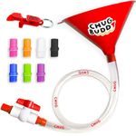 Chug Buddy Beer Bong by Chug Buddy, Drinking Funnel with Hose, Bongzilla Funnel Bachelor Party Games, 8 Interchangeable Mouth Pieces, Long Funnel 3ft Tube, College Party, Drinking Games (Red)