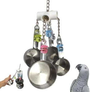 Clacker Bonka Bird Toys Colorful Durable Stainless Steel Pullable Parrot Macaw African Grey Cockatoo (Single Clacker, White)