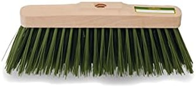 Piantallegra - Scopa da esterni di alta qualità con base in legno e setole di fibra verde rigida; senza manico, attacco universale