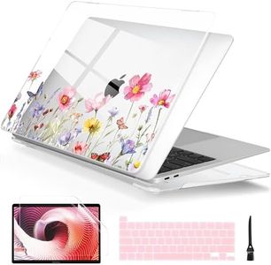 Batianda Case for MacBook Pro 13 inch 2022 M2 Chip and Model A2338 M1 A2251 A2289 2021 2020 Release,Floral Series Hard Black Shell with Keyboard Cover & Screen Protector, Spring Flowers