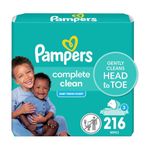 Pampers Baby Wipes, Complete Clean Baby Fresh Scented 3X Pop-Top Packs 216 Count