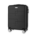 WORLD EXPLORER Cabin Suitcase 55x40x20 cm,34L ABS Hard Shell Hand Luggage with 4 Spinner Wheels,3 Level Telescopic Handle, Combination Lock,Lightweight Cabin Bag for Ryanair Priority Travel Bag, Black