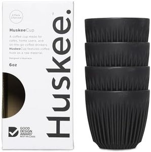 4 Pack HuskeeCups Both Natural and Charcoal Colours. 6oz, 8oz, 12oz Available.